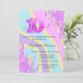 Invitation Cool Glitter Drips Groovy 10e Anniversaire (Debout devant)