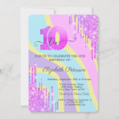 Invitation Cool Glitter Drips Groovy 10e Anniversaire (Devant)