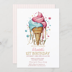 Invitation Cool goutte glace crème rayée Anniversaire