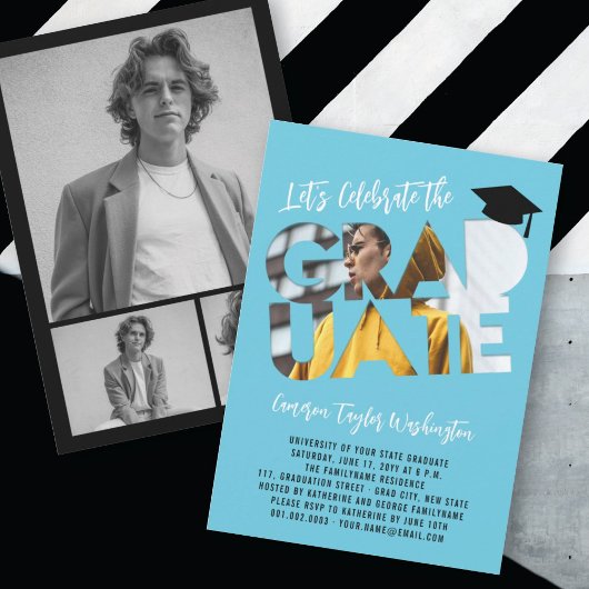 Invitation Cool Graduate Cutout Photo Moderne Graduate Party