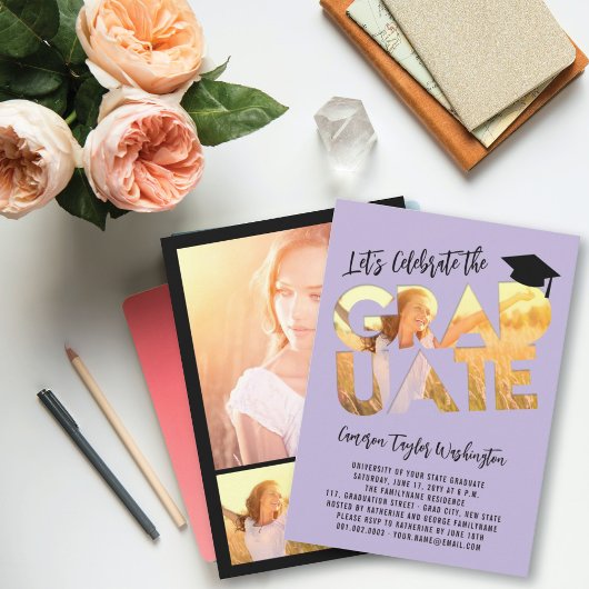 Invitation Cool Graduate Cutout Photo Moderne Graduate Party