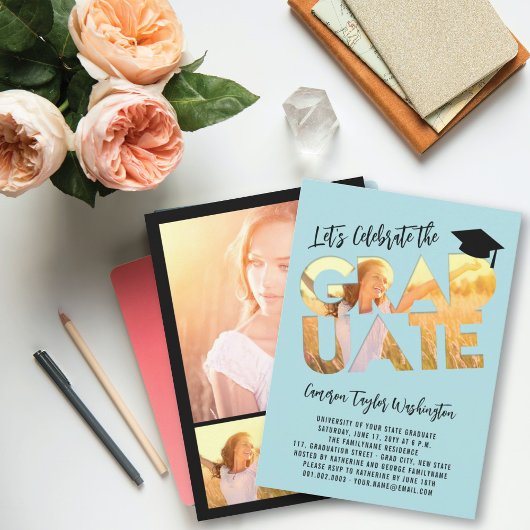 Invitation Cool Graduate Cutout Photo Moderne Graduate Party