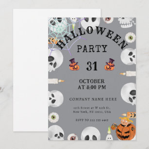 Invitation Cool Gray Classic Halloween Bureau Party
