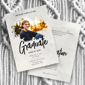 Invitation Cool Grey Modern Grunge Brushstroke Graduation