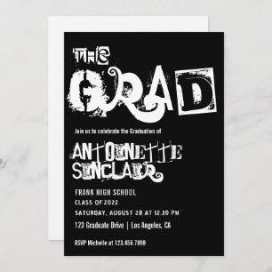 Invitation Cool Grunge Typographie Graduation Party Invitatio
