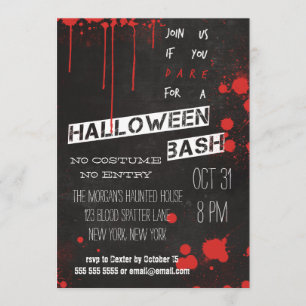 Invitation Cool Halloween de tableau d'éclaboussure de sang