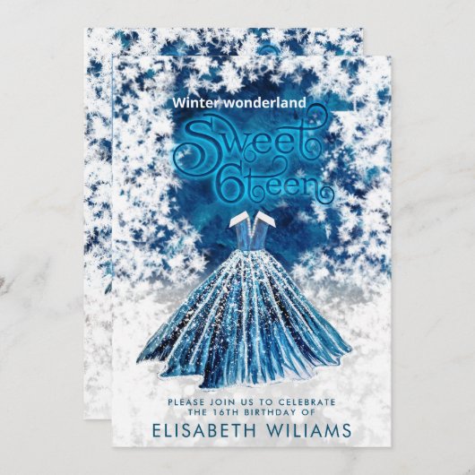 Invitation Cool Hiver merveilleuse typographie douce 16 (Devant / Derrière)