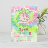 Invitation Cool Ice skates Tie Dye Birthday (Debout devant)
