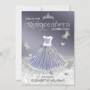 Invitation Cool lavande argent parties scintillant robe papil