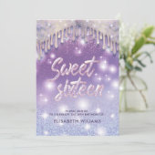 Invitation Cool Lavender lilas gouttes scintillantes (Debout devant)