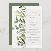 INVITATION COOL LEAFY VERT FOLIAGE EAU COULEUR FIANÇAILLES (Devant / Derrière)