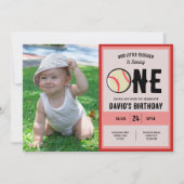 Invitation Cool Little Slugger Baseball Photo 1er anniversair (Devant)