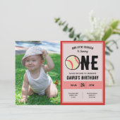 Invitation Cool Little Slugger Baseball Photo 1er anniversair (Debout devant)