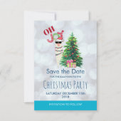 Invitation Cool Llama sur Silver Bokeh & Icy Blu Enregistrer  (Devant)