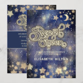Invitation Cool Lune céleste et étoiles sweet sixteen (Devant / Derrière)