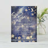 Invitation Cool Lune céleste et étoiles sweet sixteen (Debout devant)