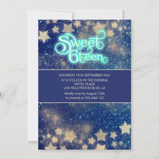 Invitation Cool Lune céleste et étoiles typographie douce 16 (Dos)