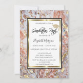 Invitation Cool Marble Gold Parties scintillant Graduation Ca (Devant)