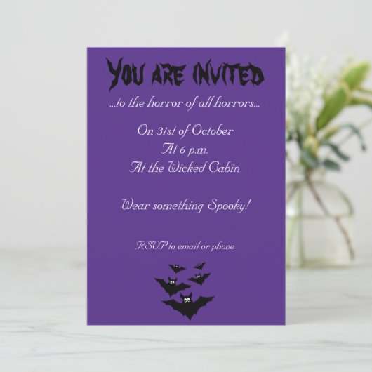 Invitation Cool mignon chauves chauves-souris volant Hallowee (Debout devant)