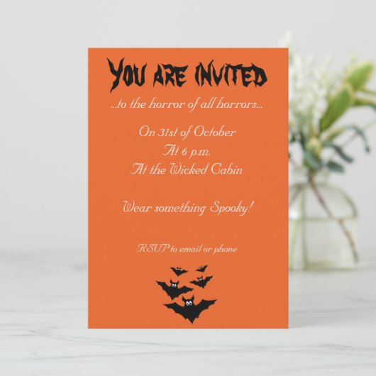 Invitation Cool mignon chauves chauves-souris volant Hallowee (Debout devant)