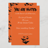 Invitation Cool mignon chauves chauves-souris volant Hallowee (Devant / Derrière)