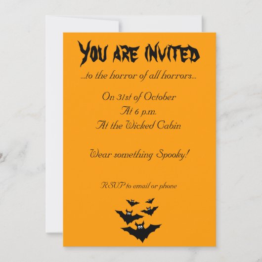Invitation Cool mignon chauves chauves-souris volant Hallowee (Devant)