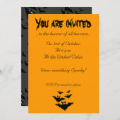Invitation Cool mignon chauves chauves-souris volant Hallowee (Devant / Derrière)