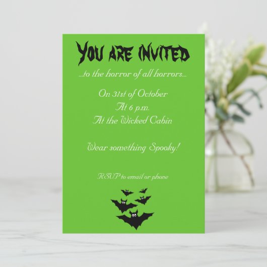 Invitation Cool mignon chauves chauves-souris volantes Hallow (Debout devant)