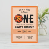 Invitation Cool Modern Little Baller Basketball 1er anniversa (Debout devant)