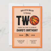 Invitation Cool Modern Little Baller Basketball 2e anniversai (Devant)