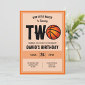Invitation Cool Modern Little Baller Basketball 2e anniversai (Debout devant)