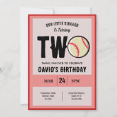 Invitation Cool Modern Little Slugger Baseball 2e anniversair (Devant)