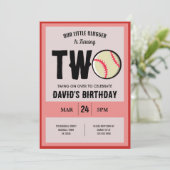 Invitation Cool Modern Little Slugger Baseball 2e anniversair (Debout devant)