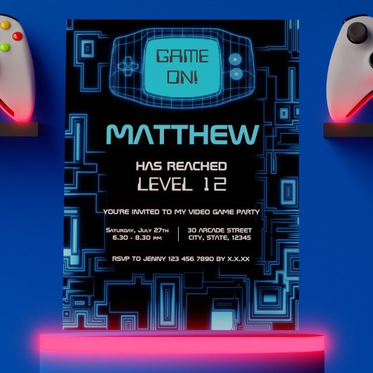 Invitation Cool Modern Marine Bleu Black Ado Vidéo partie