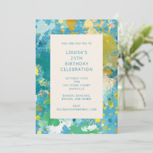 Invitation Cool moderne Abstrait Peinture Art bleu 25e annive
