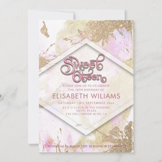 Invitation Cool moderne aquarelle typographie douce 16 (Devant)