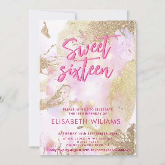 Invitation Cool moderne aquarelle typographie douce 16 (Devant)
