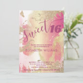 Invitation Cool moderne blush rose or aquarelle glitore (Debout devant)