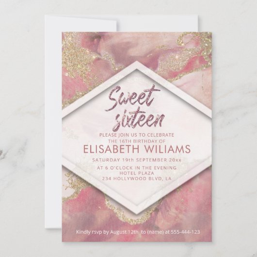 Invitation Cool moderne couleur d'aquarelle brillant (Devant)