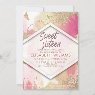 Invitation Cool moderne couleur d'aquarelle brillant
