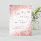 Invitation Cool moderne diamant luxe rose or doux 16 (Debout devant)