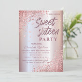 Invitation Cool moderne diamant luxe rose or doux 16 (Debout devant)