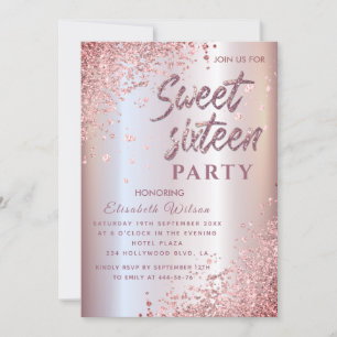 Invitation Cool moderne diamant luxe rose or doux 16