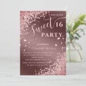 Invitation Cool moderne diamant luxe rose or doux 16 (Debout devant)