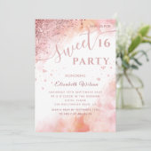 Invitation Cool moderne diamant luxe rose or doux 16 invi (Debout devant)