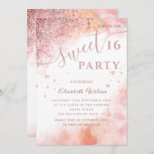 Invitation Cool moderne diamant luxe rose or doux 16 invi (Devant / Derrière)