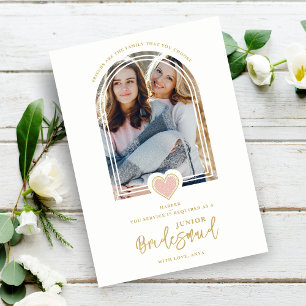 Invitation Cool Moderne Fancy Jr Bridesmaid Coeur de dentelle