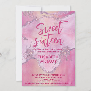 Invitation Cool moderne parties scintillant aquarelle mauve d