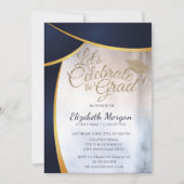 Invitation Cool Moderne Parties scintillant Diplôme, Bleu Gra (Devant)