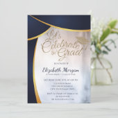 Invitation Cool Moderne Parties scintillant Diplôme, Bleu Gra (Debout devant)